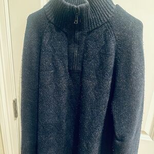 Banana Republic Men's Dark Navy Zip-Up Cable Sweater